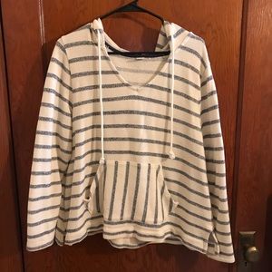 Cream and navy striped hoodie